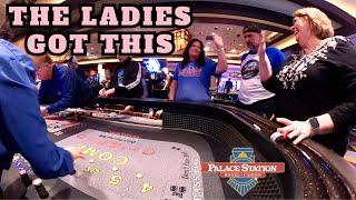 The Women show the Men how to shoot on the Craps Table at Palace Station Casino