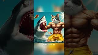 Cat dad battles a shark to save his kitten! Who will win?! #cat #ai #catlovers #animals #story