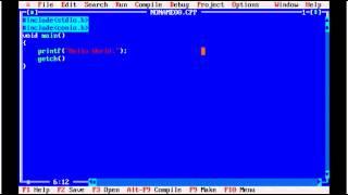 Turbo C Hello World Programming in 64bits Windows 7 or 8