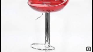 Crescent Red Plastic Retro Bar Stool