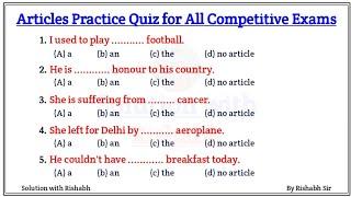 Articles A An The questions | Articles A An The in English Grammar | Articles Practice Set Exercise