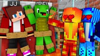 JJ and Mikey Elemental Girl Love Curse - Water vs Fire - Maizen Minecraft Animation