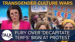 Julia Hartley-Brewer stunned by 'decapitate TERFs' protest banner