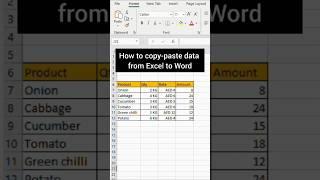 How to Copy Paste Data from Excel to Word #shorts #trendingshorts