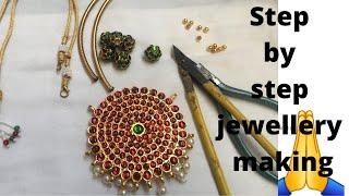 Simple kemp jewellery makingfor beginners in Tamil |jewellery making tutorial | nandri art & craft