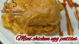 mini egg chicken Pattie burger| lunch box idea| back to school recipe