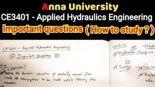 ce3401 - Applied Hydraulics Engineering | important questions | how to study easy ? |anna university