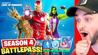 *NEW* SEASON 4 BATTLEPASS in Fortnite! (Iron Man, Thor, Groot + MORE!)