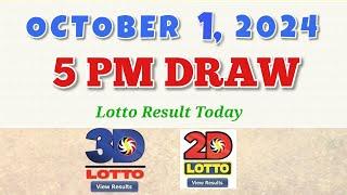 Lotto Result Today 5pm October 1, 2024 swertres ez2 PCSO