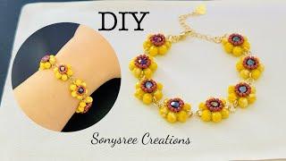 Quick & easy Sunflower bracelet || Rondelle Bracelet