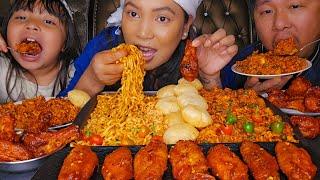 2X Noodles With 10 Dallekhursani/Gilo Chatpate And Panipuri/Spicy Wings, Chicken Drumstick/Mukbang.