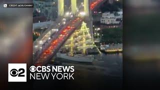 Videos show ship collision with Brooklyn Bridge