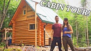 Tiny Log Cabin FULL TOUR  |  How this couple lives alone in the middle of the forest