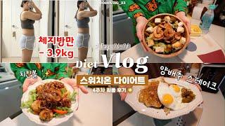 대망의 스위치온다이어트 4주차 후기 (26-28일) , 체지방만 3.9kg 감량  추천? 비추천? | 양배추 스테이크, 치킨볼 | 프로티원 리뷰 | 다이어트브이로그 76~78일차