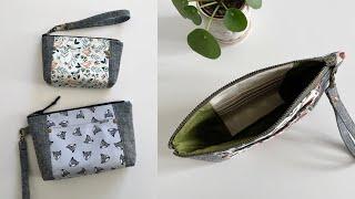 NORFOLK POUCH ~ zipper pouch / wallet, card slots on the inside, main zipper closure, wrist strap