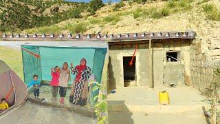 Nomadic lady skilled in building dream kitchen in cave and beautiful canopy