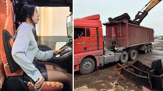 Stylish Female Truck Driver Taotao Taking Charge Loading, and Maintenance!