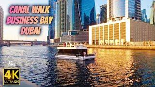 Canal Walk Business Bay | Canal Walk Dubai | Dubai Water Canal Walking Tour | Waterfall | HD | 4K