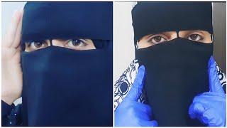 niqab with surgical gloves.