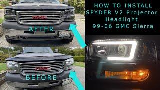 How to Install Spyder Projector Headlights V2 LED Light Bar, 1999-2006 GMC Sierra Headlight