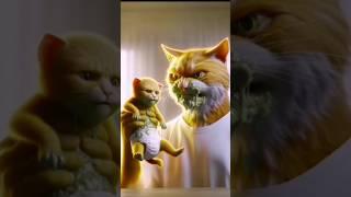 Kitten poops on its dad's face / The kitten is dirty #kitten #shorts #viralvideo #alone