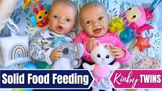 Reborn Kinby Twins Day In The Life:  Morning Routine And Solid Food Feeding With Kate & Nate.