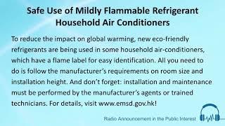 Safe Use of Mildly Flammable Refrigerant Household Air Conditioners