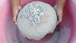 ASMR very soft sand and pure cement gritty mixdfull dasty Big chunks dipping crumble in 