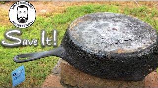  THRIFT STORE SCORE! How to restore a Cast Iron Skillet - Teach a Man to Fish