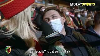 Celine Van Ouytsel op bezoek in de Diaz Arena.