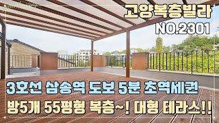 [고양복층빌라] 3호선 삼송역 도보 5분 초 역세권~! 방5개 55평형 대형 복층!! 끝내주는 테라스~! 완벽한 생활 인프라 구축~!!