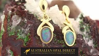 Gold Earrings, Green Earrings, Opal Stud Earrings - Australian Opal Direct | Worldwide Shipping