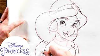 How to Draw Jasmine from Disney's Aladdin | Disney Princess