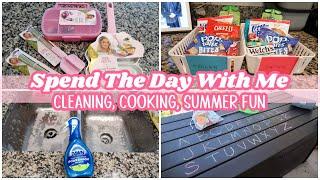 SPEND THE DAY WITH ME | CLEANING, EASY DINNER, SUMMER FUN, WALMART HAUL + MORE