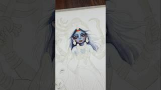 Maa kali   watercolor painting Day 7 Navdurga Drawing