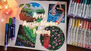 Landscape Painting - Lotus pond with Acrylic Markers ft. ARRTX | Cozy Painting