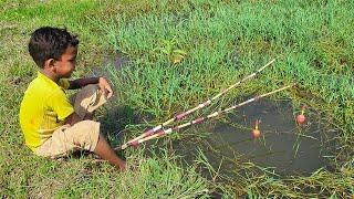 Amazing Hook fishing Video 2023Little Boy hunting big cat fish by fish hook From beautiful nature