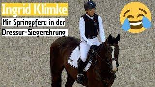 Mit dem Springpferd in der Dressur-Siegerehrung  | Das kann nur INGRID KLIMKE! | CHIO Aachen 2018