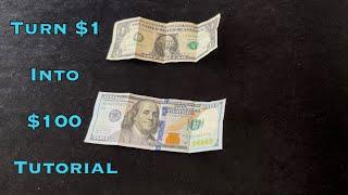 Turn $1 into $100 - Magic Money Trick Dollar Manipulation Tutorial - 100 Subscribers Special