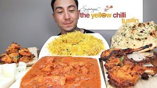 MUKBANG EATING Butter Chicken, Tandoori Lamb Chops, Chicken Biryani From The Yellow Chilli