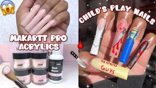 TRYING MAKARTT PRO COVER ACRYLICS! | SPOOKY CHILDS PLAY NAIL ART 🩸 | Halloween Nail Art