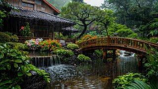 Get Rid of Insomnia With Rain In Japanese Zen Garden  Rain Sound for Sleep, Relax & Reduce Stress