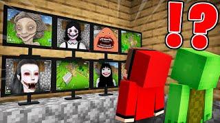 JJ and Mikey Watching for Scary LADIES on CAMERAS in Minecraft! - Maizen