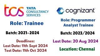 TCS BPS Hiring Trainee | Cognizant GenC PWD Hiring Programmer Analyst Trainee |