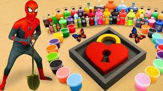 How to Make a Heart Lock and Rainbow Butterfly with Orbeez, Sodas, Pepsi, Fanta, Coca Cola vs Mentos