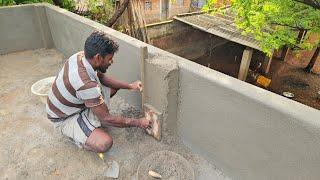 Plastering Techniques_Roof Handwall Joined Piller Plastering with Cement|Brick Piller Plastering