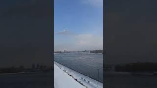 Enisey gallery View from the roof towards the Tatyshev island in -35C | Very Frosty Siberia #shorts