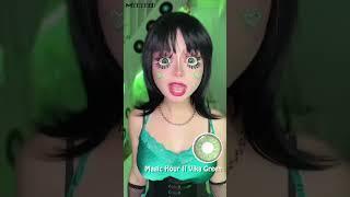 MYEYEBB Blind Anime Yandere Pink Cosplay & Magic Hour ll Green Colored Contact Lenses | Prescription