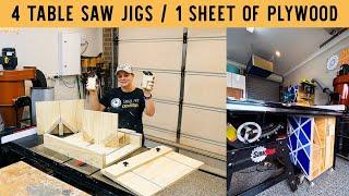 MUST HAVE Table Saw Jigs | 4 Table Saw Jigs with accessories from 1 Sheet of Plywood #Summerbuilds21