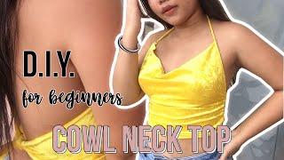 DIY TRENDY COWL NECK CROP TOP (Super Easy!!) | Milleyjn Aira